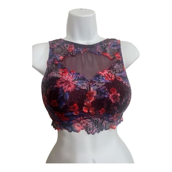 Victoria's Secret Pink Burgundy Lace High Neck Push-up Bralette Underwire SDD - Picture 12 of 12